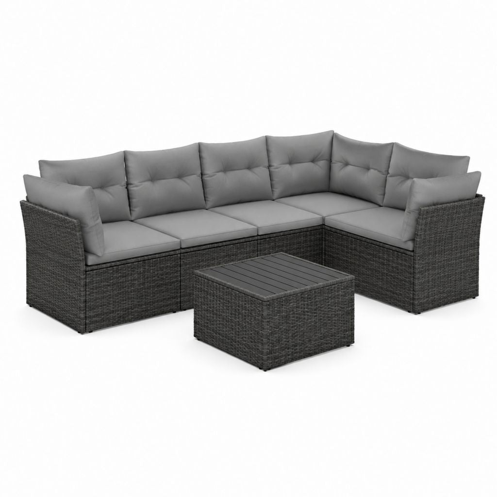 5-Sitzer Gartenlounge Set Anthrazit PE-Rattan L-Form mit Couchtisch 230 x 230 cm