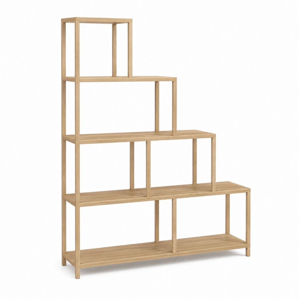 Bücherregal Treppenregal aus Eiche natur 120 x 30 x 180 cm
