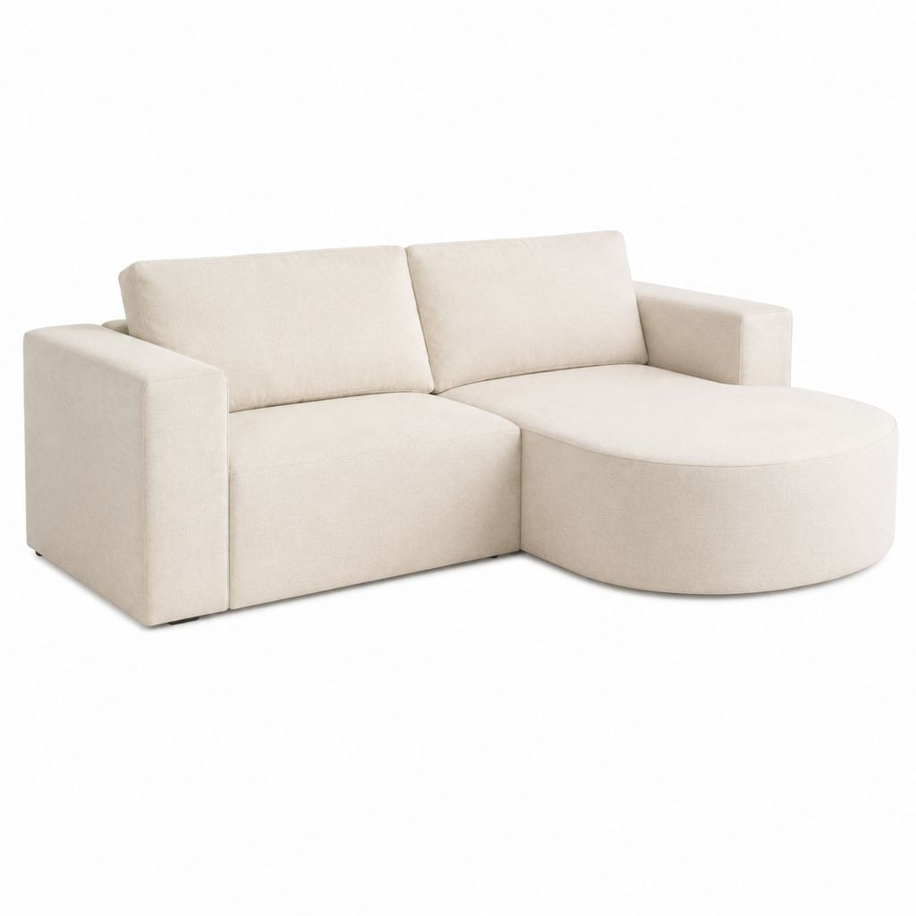 2-Sitzer Ecksofa Creme Polyester mit Recamiere 230 x 155 x 80 cm