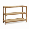 Bücherregal mit 3 Ablagen Naturfarben aus massivem Teakholz und Rattan 100 x 35 x 90 cm