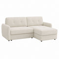 Ecksofa mit Recamiere rechts Creme 100 % Polyester L-Form 220 x 145 x 85 cm