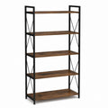 Standregal 5 Ebenen Schwarz Dunkelbraun Stahl Spanplatte Rechteckig 80 x 30 x 180 cm