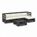 Paletten Gartenlounge Set Schwarz Massives Kiefernholz mit Polyesterkissen L-Form 190 x 140 x 66 cm