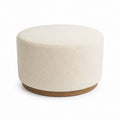 Runder Polsterhocker Creme mit Polyester-Bouclé und MDF-Sockel 50 x 45 cm