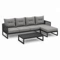 Gartenlounge Set Grau Aluminium L-Form mit Couchtisch 250 x 160 cm