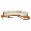 Garten Loungegarnitur Ecksofa Beige Akazienholz Polyester L-Form 310 x 235 x 78 cm