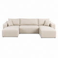 Wohnlandschaft 3-Sitzer Creme Polyester U-Form 300 x 170 x 85 cm