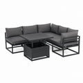 Gartenlounge Set Ecksofa Anthrazit Aluminium Polyester 220 x 220 cm mit höhenverstellbarem Tisch