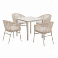5-teiliges Gartenmöbel-Set Beige Aluminium Polyrattan quadratisch mit Tisch 80 x 80 cm und 4 Sesseln
