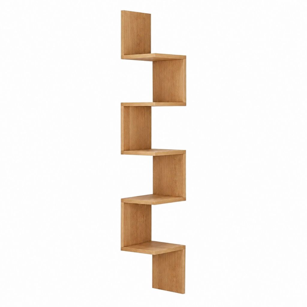 Zickzack Bücherregal Wandregal Eichefarben MDF mit Eichenfurnier 45 x 20 x 160 cm