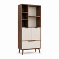 Bücherregal mit Türen und Schublade Nussbaumdekor Spanplatte rechteckig 80 x 40 x 190 cm