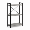 Bücherregal 3 Ebenen Grau Schwarz Spanplatte Stahl 60 x 30 x 100 cm