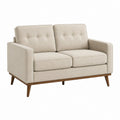 2-Sitzer Sofa Beige mit Polyesterbezug und Massivholzfüßen 140 x 80 x 85 cm