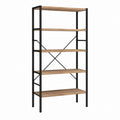 Bücherregal 5 Ebenen Braun Schwarz Spanplatte Stahl rechteckig 80 x 30 x 180 cm