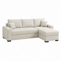 Ecksofa mit Recamiere rechts Beige Polyester 240 x 150 x 85 cm