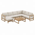 7-teiliges Gartenlounge-Set U-Form Beige Akazien-Massivholz mit Polyesterkissen 300 x 225 x 70 cm